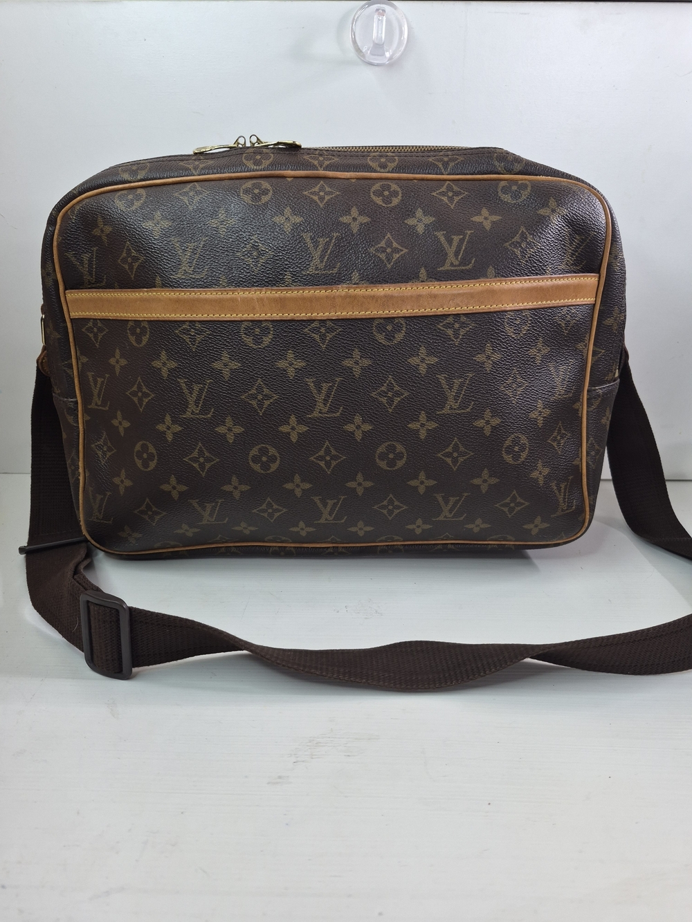 Louis Vuitton Brown Monogram Messenger Bag with Tan Trim